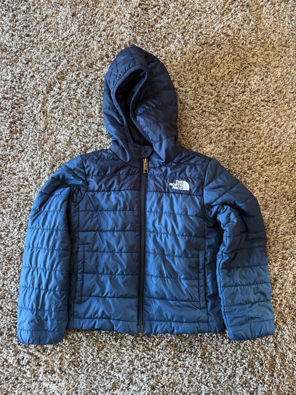 3t The North Face Blue Quilted Hooded Puffer down Jacket